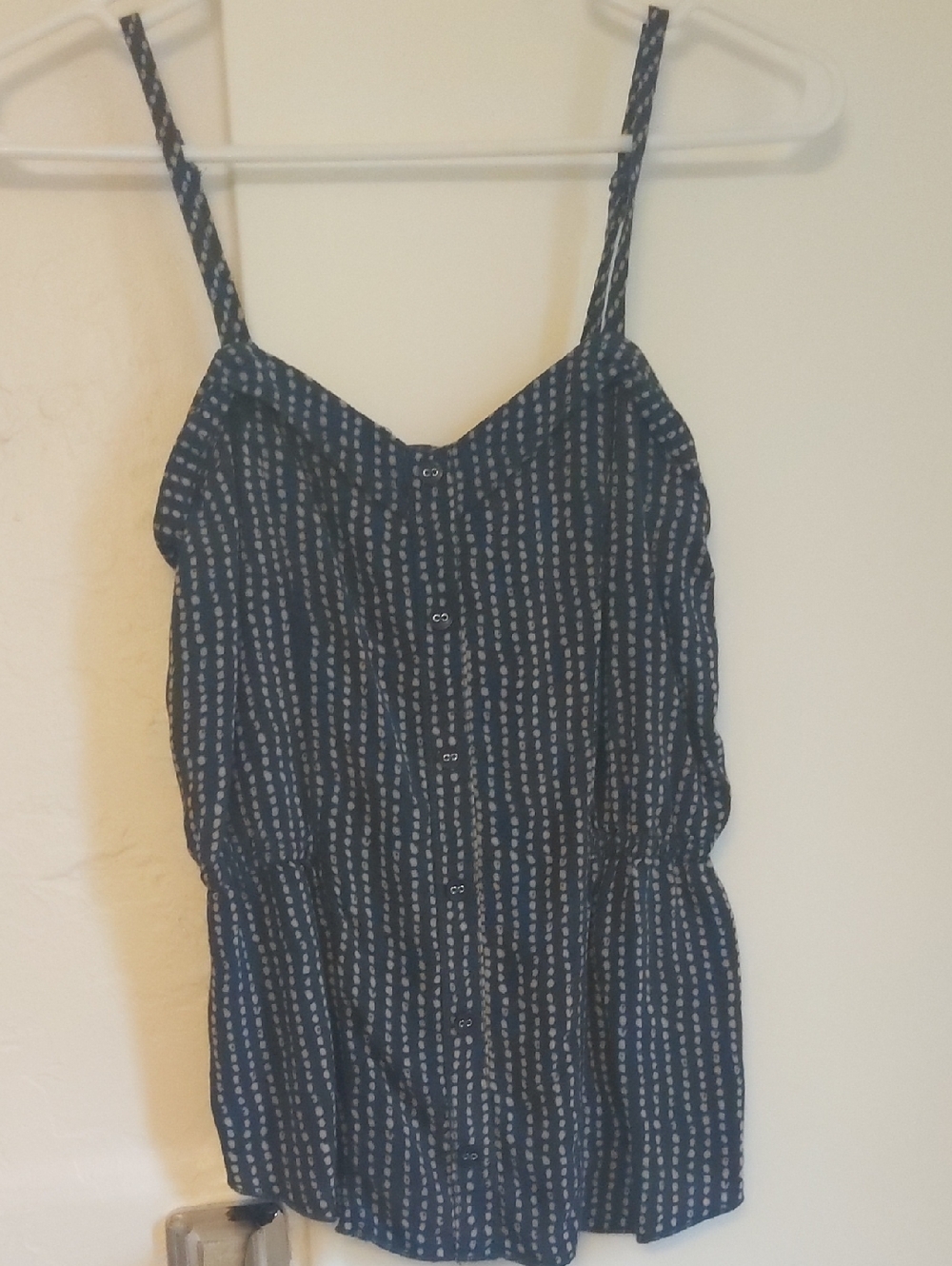 Kirra Navy Blue Printed Spaghetti-Strap Camisole With Adjustable Straps